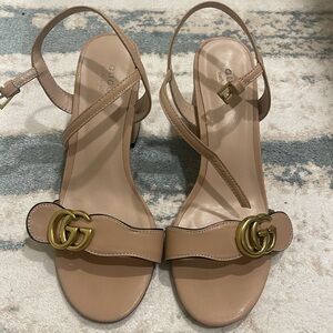 Gucci marmont leather GG block heel sandals